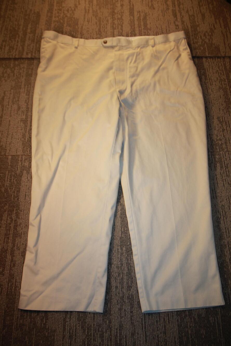 Roundtree & Yorke Pants Mens 48x29 Beige Chino Flat Front Straight Leg Casual